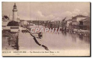 Old Postcard Lighthouse Grau du Roi General view and both banks