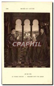 Old Postcard Jan van Eyck Madonna D & # 39Autun Musee du Louvre Paris