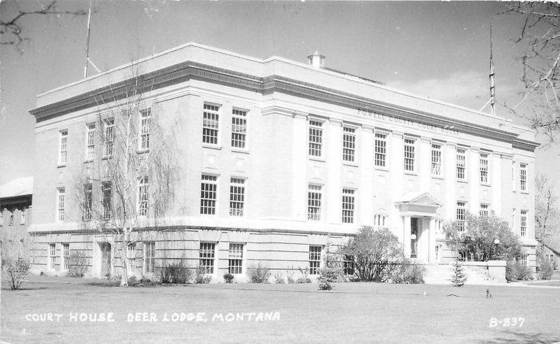 Court House Deer Lodge Montana 1940s RPPC Photo Postcard 13454