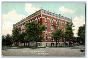 c1910 Wichita Hospital Building Carriage Dirt Road Wichita Kansas KS Postcard