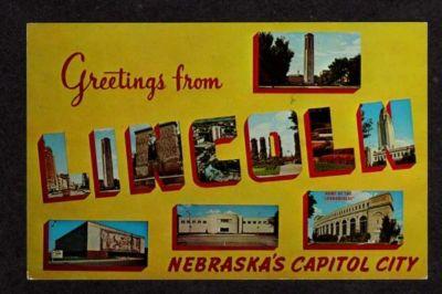 NE Greetings LINCOLN NEBRASKA Postcard Large Lg Letter