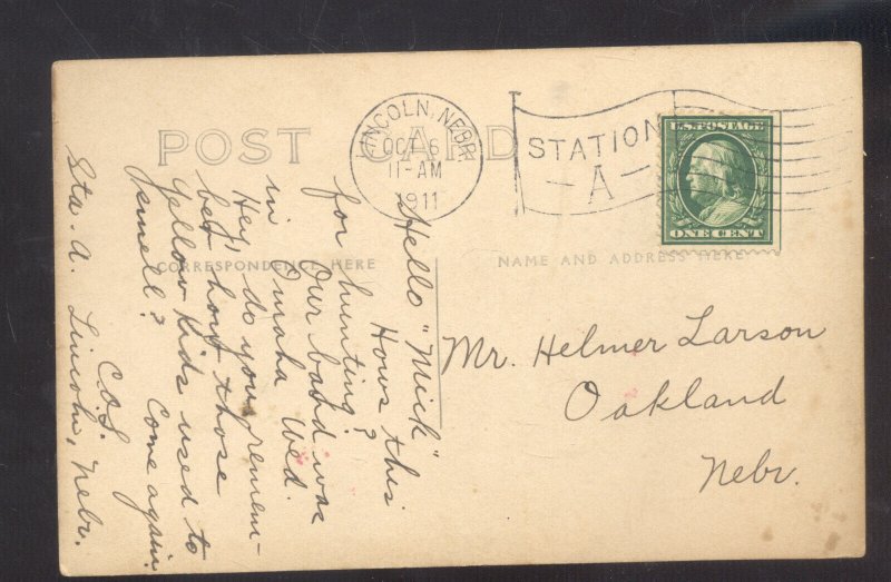 RPPC WH MARTIN EXAGGERATION POSTCARD DUCK HUNTING TO OAKLAND NEBRASKA