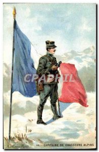 Old Postcard Army Captain Alpini Flag