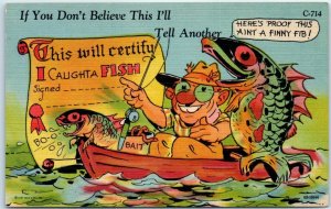 Postcard - Man Fishing Art Print - If You Don't Believe This I'll Tell Another