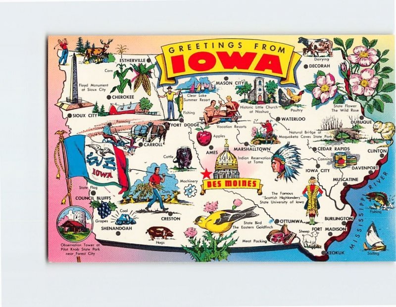 Postcard Greetings From Iowa USA