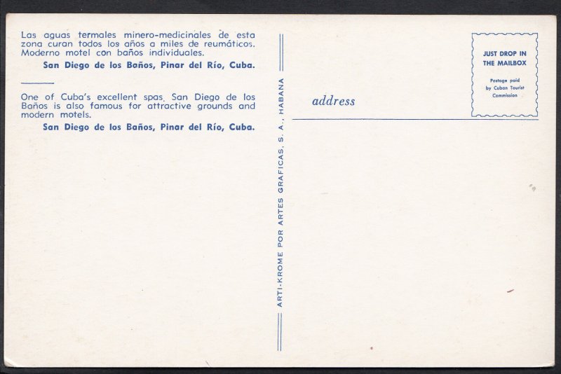 Cuba Postcard - Spa, San Diego De Los Banos, Pinar Del Rio  A6947