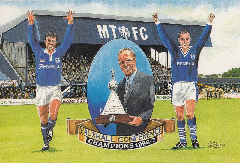 Macclesfield Football Club 1997 Sammy McIlroy Champions Painting Postcard