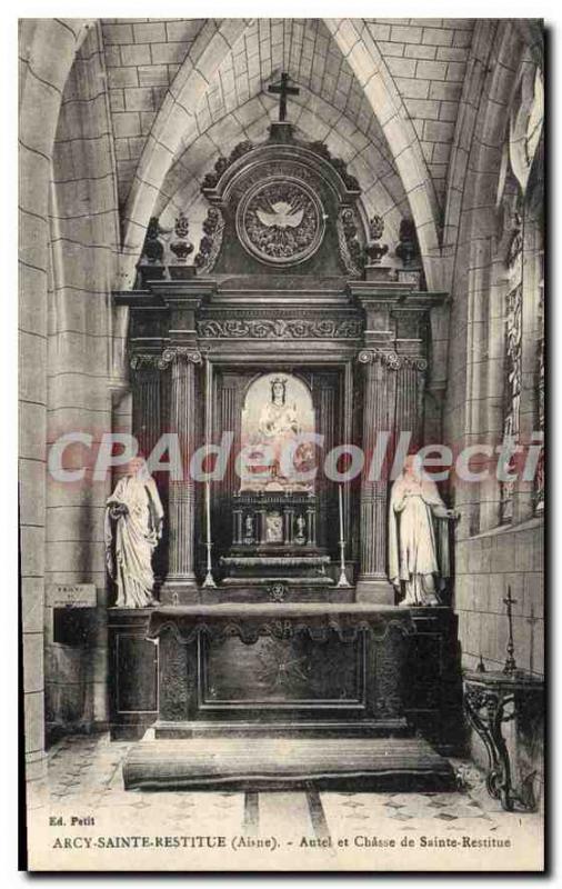 Old Postcard Arcy Sainte Restitue Aisne Altar and Hunting Sainte Restitue