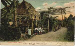 PC PHILIPPINES, MANILA, NATIVE HOUSE, Vintage Postcard (b42884)
