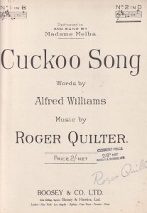 Cuckoo Bird Song Roger Quilter SIGNED Antique Sheet Music