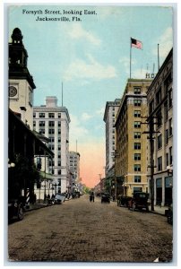 c1918 Scenic View Forsyth Street Looking East Jacksonville Florida FL Postcard 