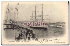 Postcard Old Boat Sailing Le Havre output d & # 39un TRois mats