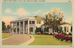 CA Toluca Lake California-Bing Crosby Home-Hollywood-Vintage Linen Postcard (C3)