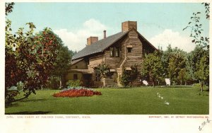 Vintage Postcard 1920's Log Cabin At Palmer Park Detroit Michigan DPC Pub.