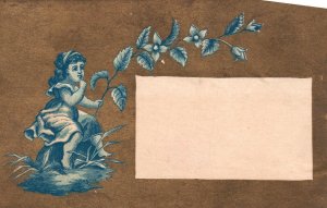 1880s-90s Young Girl With Flowers Trade Card Gold Background