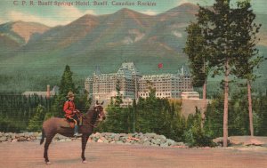 Vintage Postcard C. P. R. Banff Springs Hotel Horse Riding Canadian Rockies