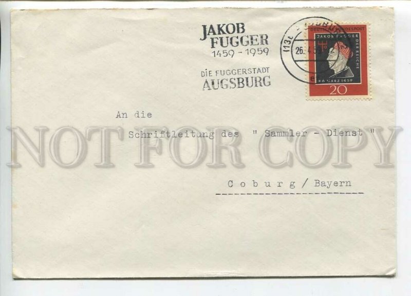 446080 GERMANY 1959 year special cancellations Augsburg Jakob Fugger