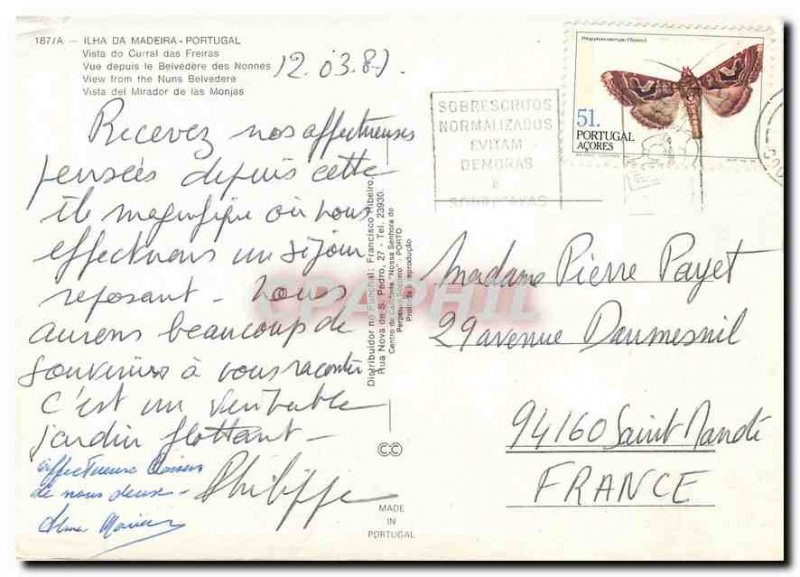 Postcard Modern Ilha Madeira Portugal View from the Belvedere Nunnery