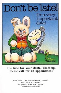 Appointment Reminder Rabbit with a Clock Occupation, Dentist Unused 