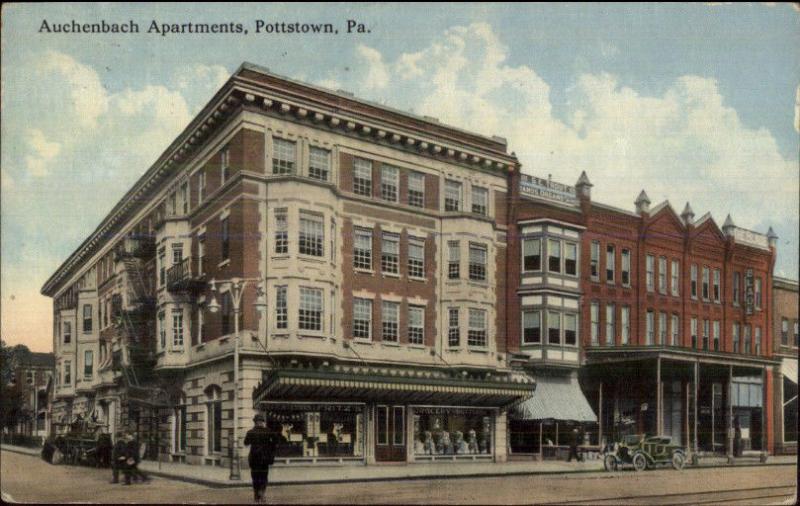 Pottstown PA Auchenbach Apartments c1910 Postcard