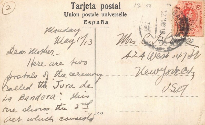 Spain 1918 Barcelona Jura de la Bandera Ceremony Artillery Unit RPPC postcard