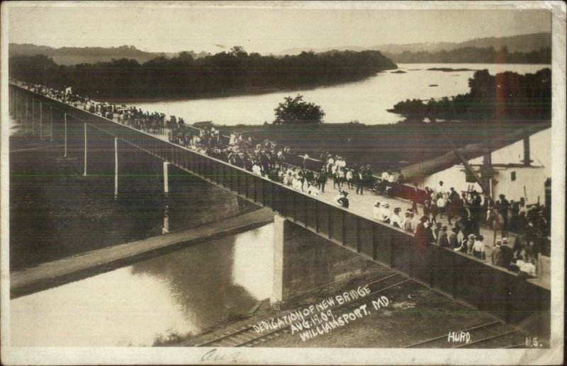 Williamsport MD 1909 Bridge Dedication HURD Real Photo Postcard