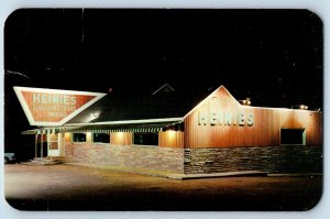 St. Joseph Missouri Postcard Heinie's Steak House Exterior Building Night c1959