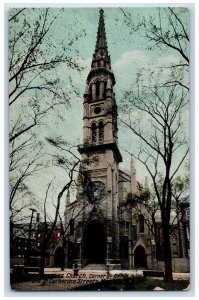 1910 St Jaques Church Corner St Denis St Catherine Streets Montreal Postcard 