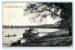 Lowell Park Dixon Illinois 1914 Tampico Lake Vintage Antique Postcard 