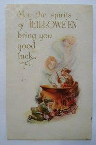 Fantasy Halloween Postcard Gnomes Ghost Spirits Arise Gibson 1913 Brooklyn NY
