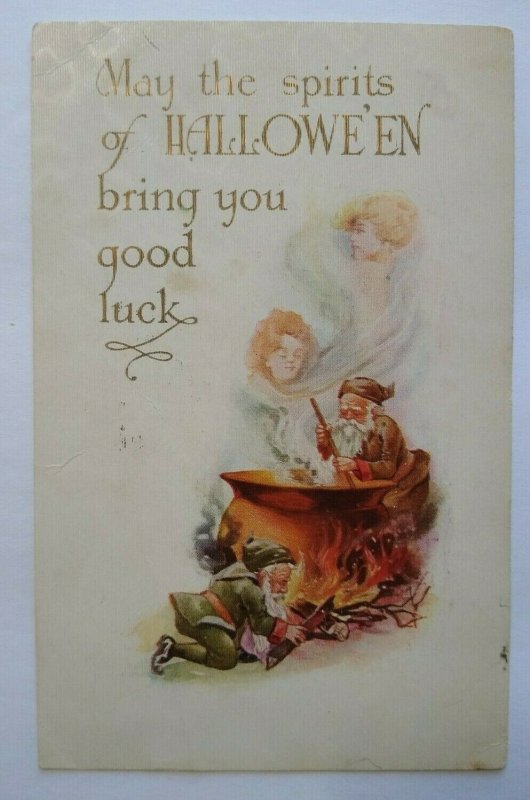 Fantasy Halloween Postcard Gnomes Ghost Spirits Arise Gibson 1913 Brooklyn NY