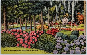 VINTAGE POSTCARD THE ORIENTAL GARDENS LOACTED SAN JOSE BLVD JACKSONVILLE FLORIDA