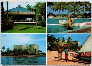 VINTAGE CONTINENTAL SIZE POSTCARD 1980s VIEWS OF THE HOTEL BALI BEACH INDONESIA