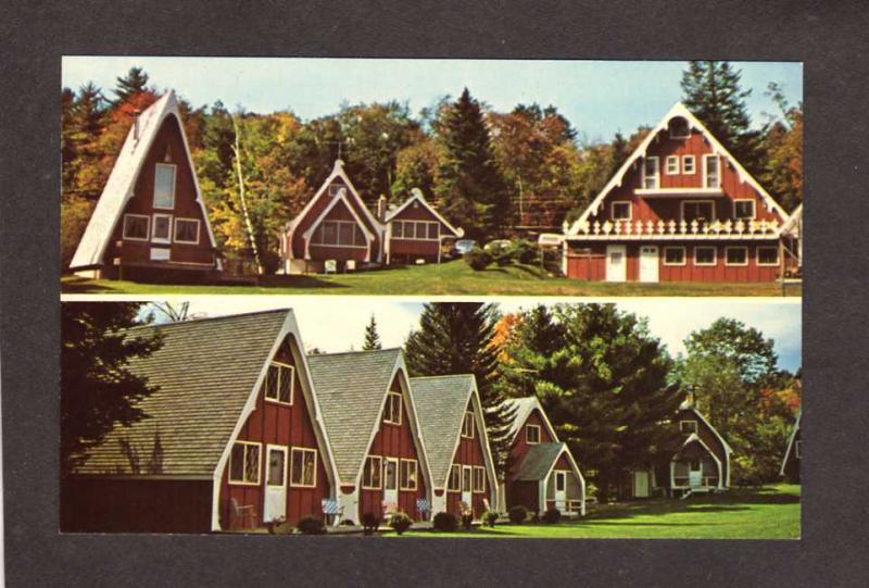 NH Red Sleigh Motor Court Cabins Plymouth New Hampshire Postcard PC