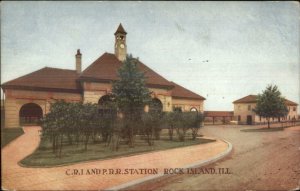 Champaign IL RR Train Station Depot c1920 Postcard