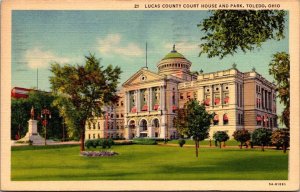 Vintage Ohio Postcard - Toledo - Lucas County Court House and Park