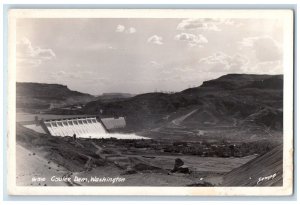 c1940's Birds Eye View Coulee Dam Washington WA Vintage RPPC Photo Postcard