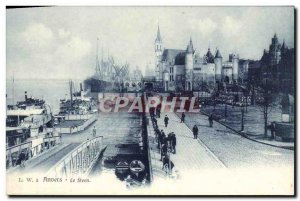 Old Postcard Antwerp Steen Boat