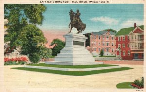 Vintage Postcard Lafayette Monument Fall River Massachusetts American Art Pub.