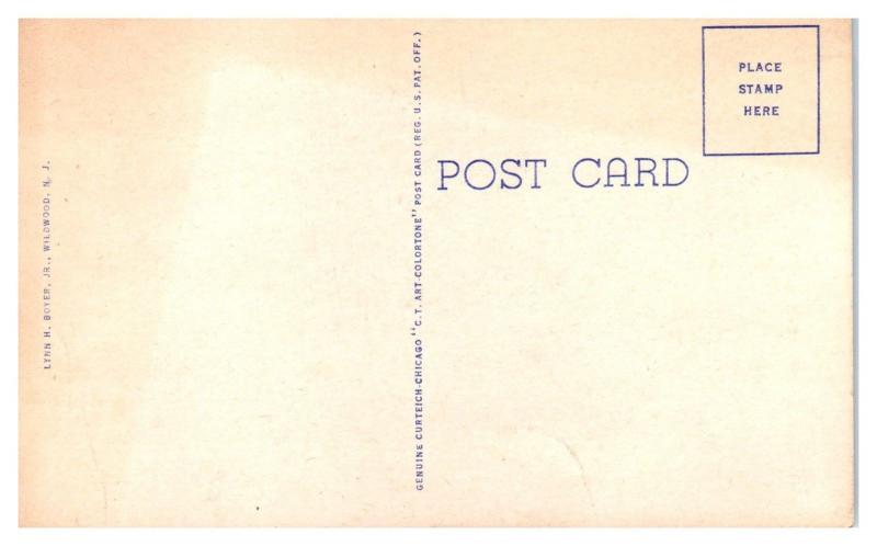 Mid-1900s Bird's-Eye of Beach and Boardwalk, Wildwood-by-the-Sea, NJ Postcard