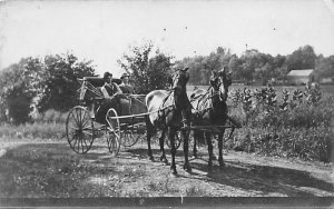 Horse Drawn Real Photo 1910 light wear, postal used 1910, yellowing on back f...