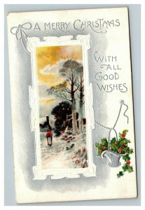 Vintage Early 1900's B.B. London Christmas Postcard Embossed Silver Lettering