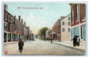 Early Damariscotta ME Maine Postcard Main Street People Walking