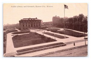 Postcard Public Library And Grounds Kansas City Kansas