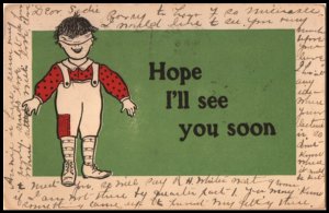 peekaboo postcard: Hope I'll See You Soon