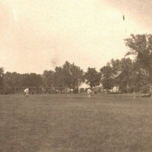 Vintage 1910's RPPC Postcard Group of Men Playing Baseball - Far Shot