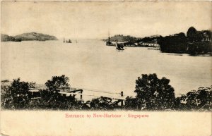 PC CPA SINGAPORE, ENTRANCE TO NEW HARBOUR, Vintage Postcard (b18625)