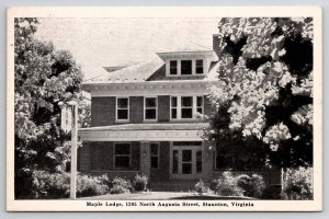 Staunton VA Maple Lodge North Augusta Street Virginia Postcard J34