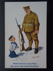 WW1 COMIQUE Series THANK GOD WE'VE GOT A NAVY Donald McGill c1916 Postcard