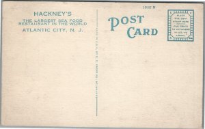ATLANTIC CITY NJ HACKNEY'S RESTAURANT ADVERTISING ANTIQUE POSTCARD